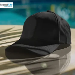 Polycotton Impact Cap in Black, front view