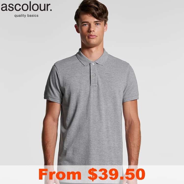 AS Colour Pique Polo with Custom Print