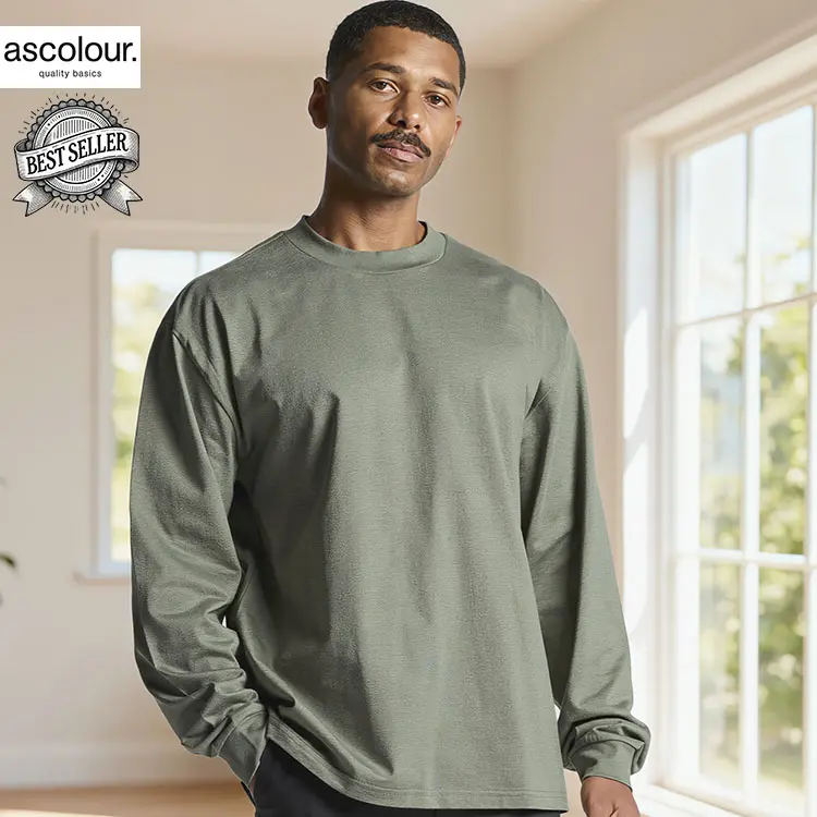 AS Colour Heavy Long Sleeve T Shirt with Custom Print