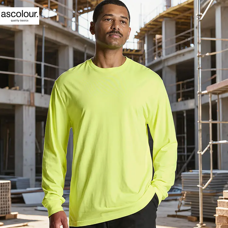 AS Colour Block Safety Long Sleeve T Shirt with Custom Print