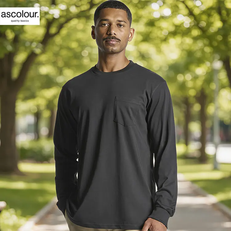 AS Colour Classic Pocket Long Sleeve T Shirt with Custom Print
