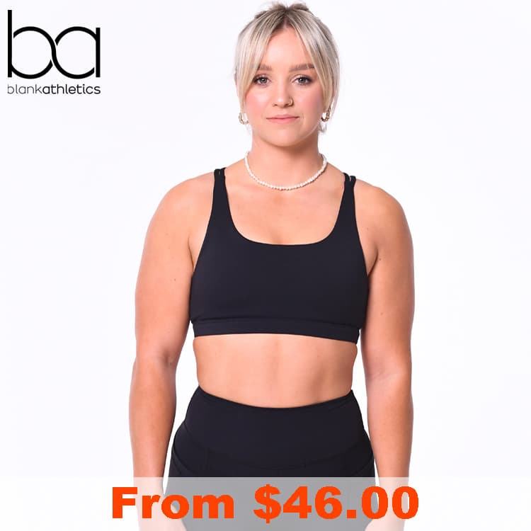 Ladies Racer Back Sports Bra by Blank Athletics with Custom Print