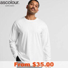 AS Colour Staple Long Sleeve Organic T Shirt with Custom Print