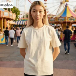 AS Colour Ladies Heavy T Shirt in Ecru with custom print, lifestyle view