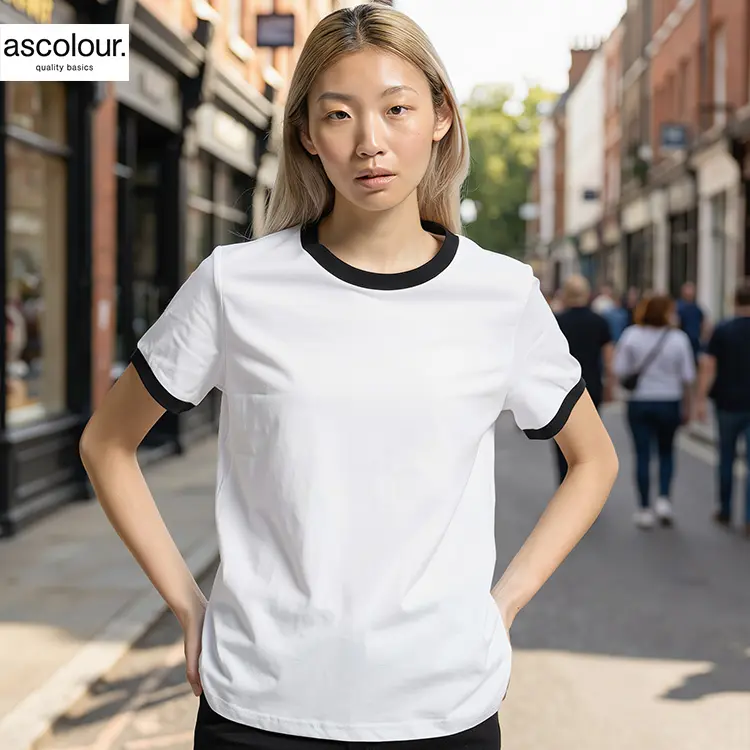 AS Colour Ladies Maple Ringer T Shirt with Custom Print – Retro Style Tee