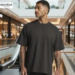 AS Colour Men's Classic Oversized T Shirt with custom print, Coal, lifestyle view