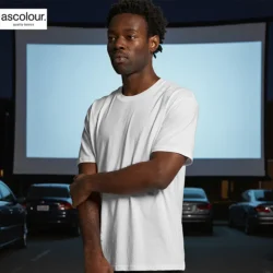 AS Colour Men Staple Minus T Shirt in White with custom print, lifestyle view