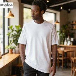 AS Colour Staple Raglan Sleeve in White with custom print