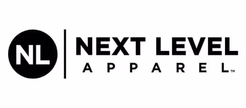 Next Level Apparel logo with ‘NL’ icon — premium blank T‑shirts, fleece and apparel used for custom printing by The Custom T Shirt Shop, Australia.
